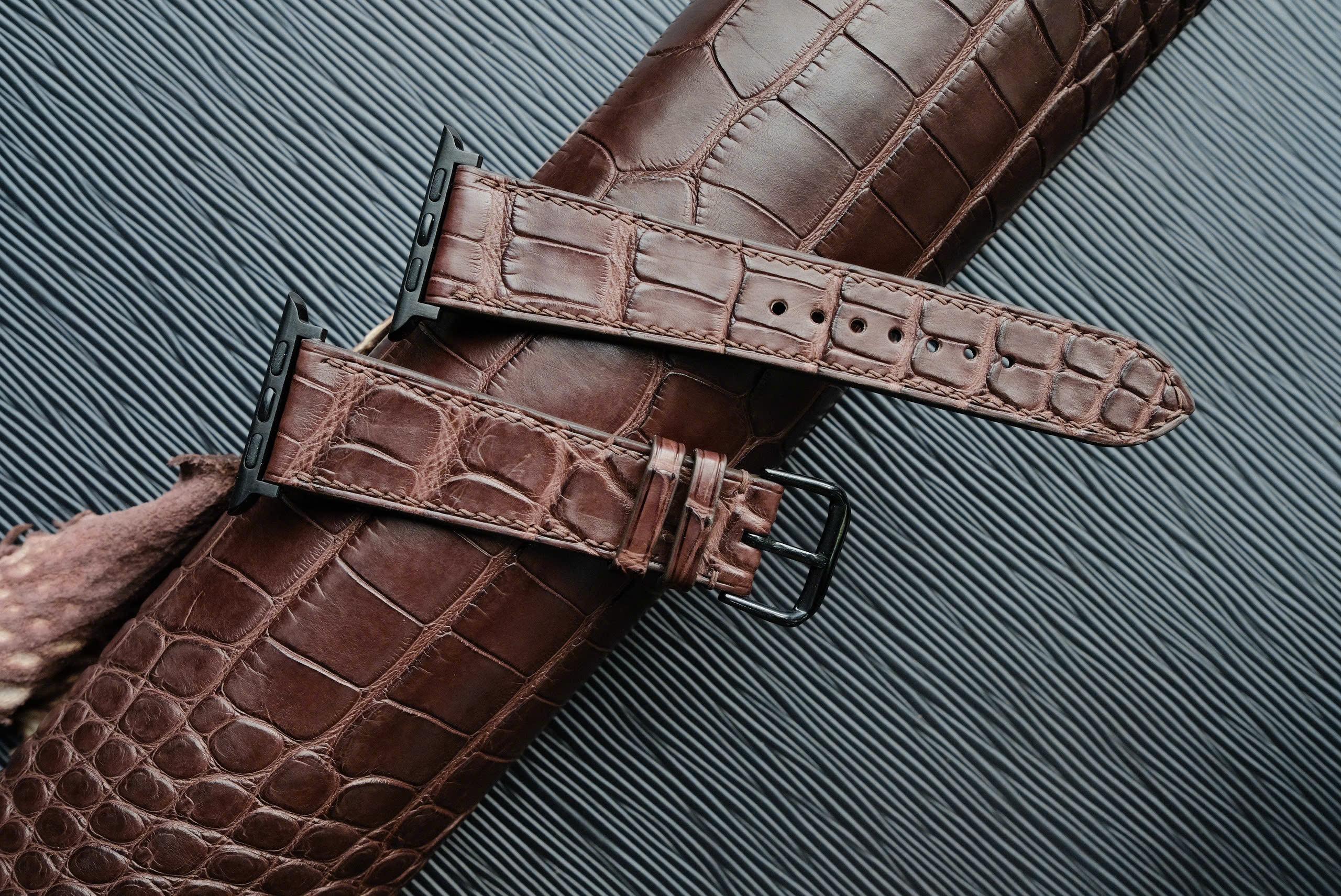 高級革時計ベルトワニ革時計ベルトアップルウォッチ時計バンド1枚目の画像